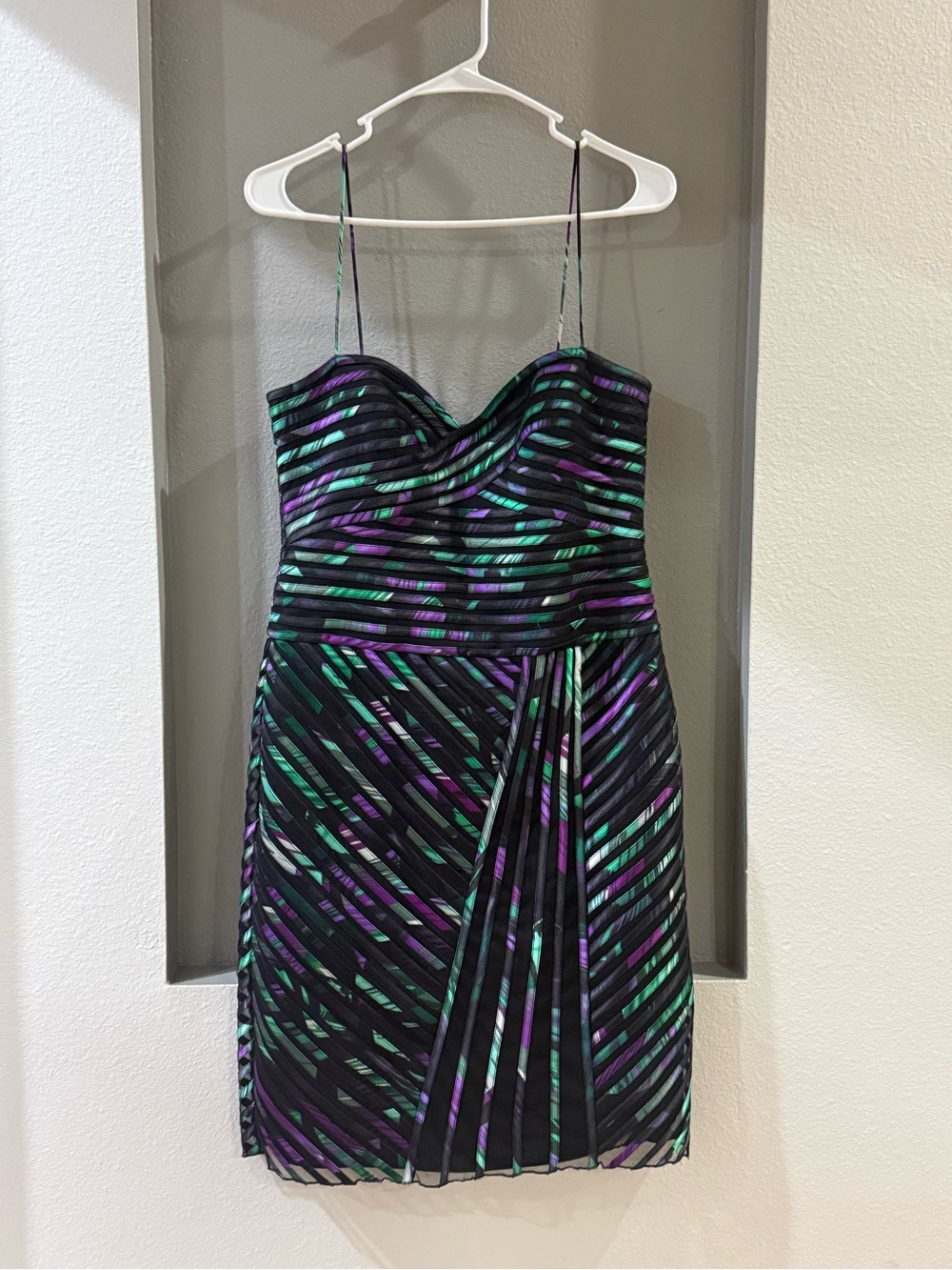 Vintage Cach’e multicolor sweetheart spaghetti-strap mini dress. - Picture 2 of 7